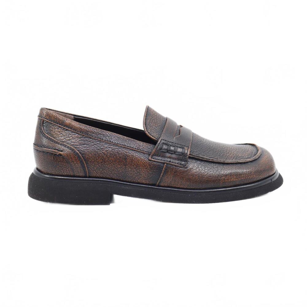 NEW LAURA BELLARIVA women's pellame madras penny loafer in brown